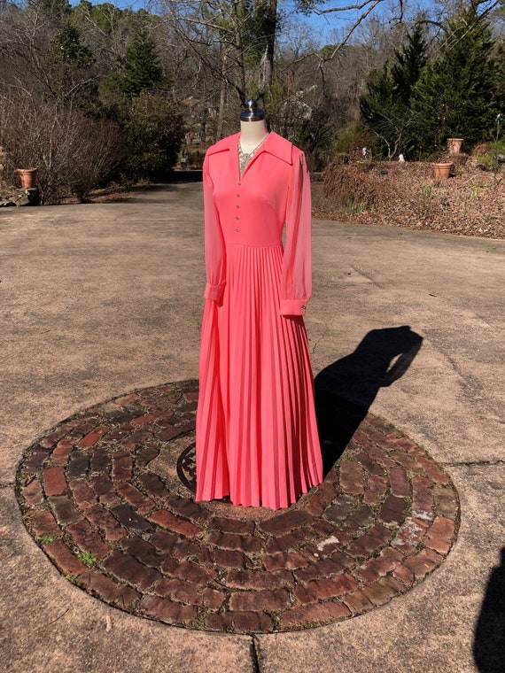 LOVELY 70's PINK GOWN/70's Dresses/70's Gowns/Ple… - image 10