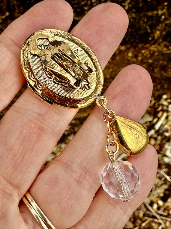 RARE HEART LOCKET Earrings/70's Earrings/Locket E… - image 3