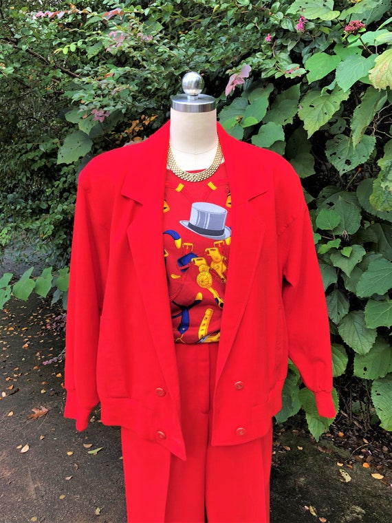 80's LILLI ANN Collection Red Pantsuit/Vintage Br… - image 10