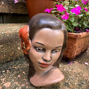 50&#39;s POLYNESIAN HAWAIIAN HEAD Vase/Signed Head Vase/50&#39;s Head Vases/Collectible Head Vases/50&#39;s Decor/Vintage Home Decor/Near Mint Condition