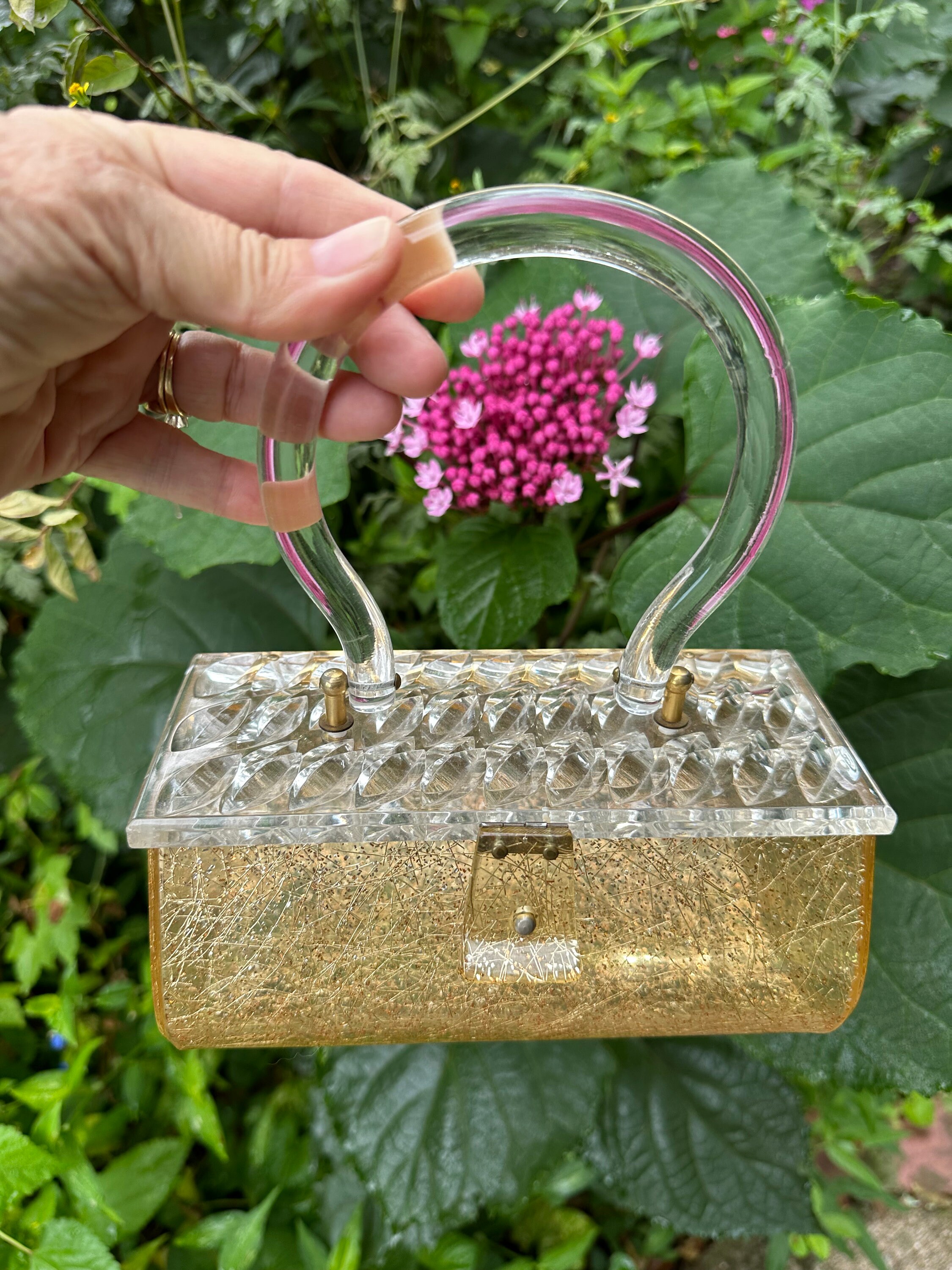 vintage bag ルーサイトバッグ 丸筒 50's Lucite