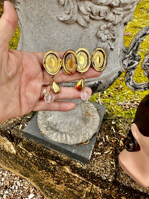 RARE HEART LOCKET Earrings/70's Earrings/Locket E… - image 4