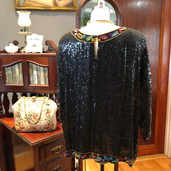 80's SEQUIN TOPS/Plus Size Beaded Tops/80's Beade… - image 3