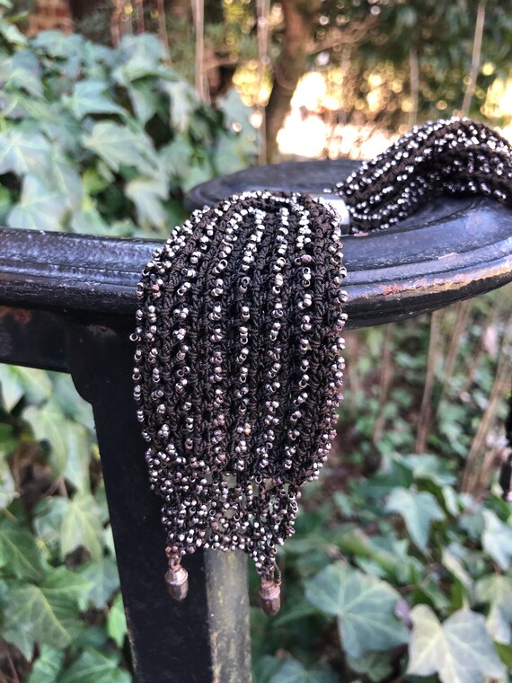 Ensemble Sac à Main Victorien Avec Collier, Boucles D'Oreilles Et Gants Sans Doigts Noir