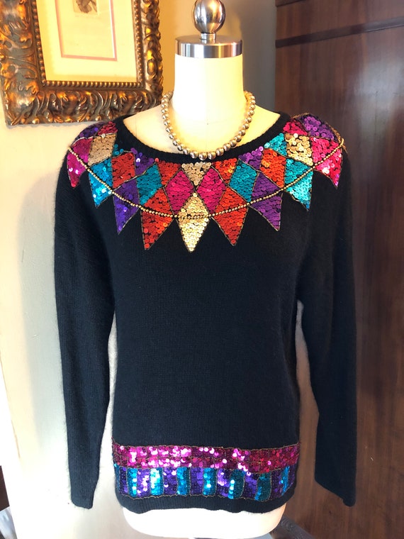 Sequin Sweaters/80's Sequin Sweaters/Vintage Pullo