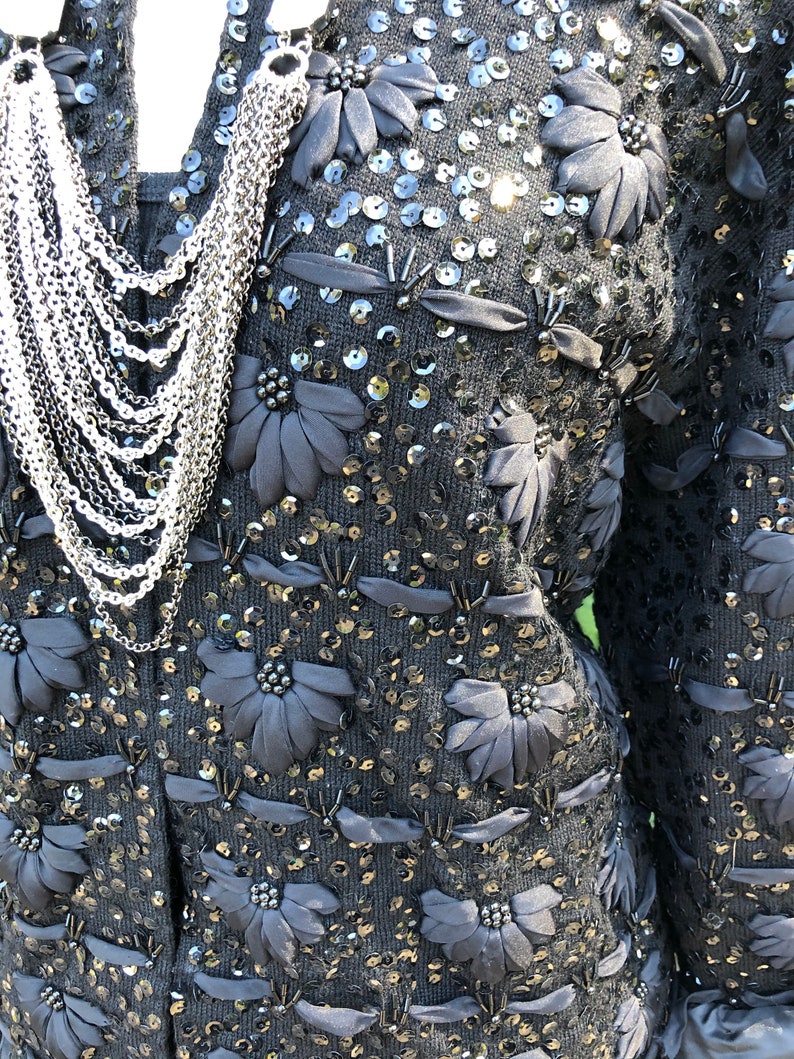 SEQUIN RIBBON Jacket/50's Sequin Jackets/Beaded Sweater Etsy