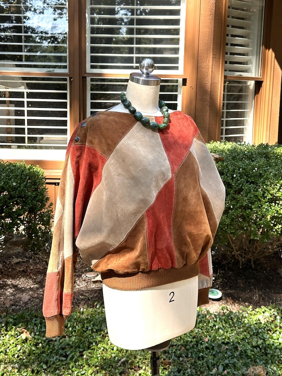 RARE 70's SUEDE PULLOVER/70's Clothing/70's Tops/Patchwork Suede Tops/70's Pullovers/Patchwork Clothing/70's Suede/Near Mint Condition