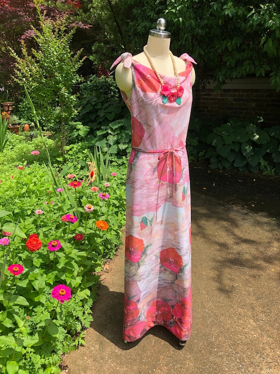 70's Vintage Momentum Dress/70's Floral Dresses/70