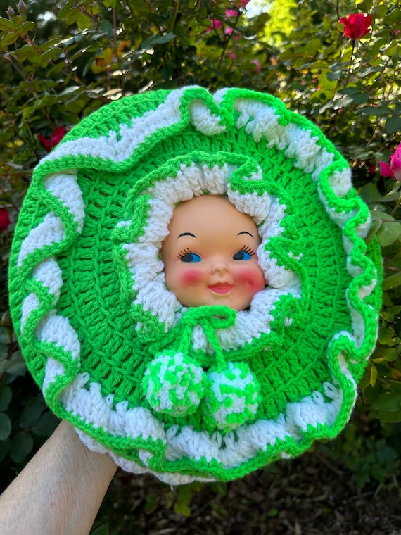 DOLL FACE Pillow handmade Pillows green Pillows doll Pillows vintage Pillows baby Face Pillows 70 s Pillows mint Condition Etsy Canada