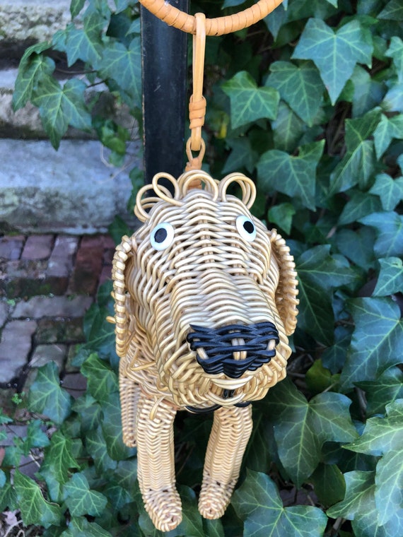 RARE 50's WICKER DOG Purse/Wicker Animal Purses/Wicke… Gem