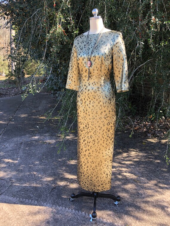 GOLD LAME Sheath Dress/Vintage Cocktail Dresses/L… - image 2