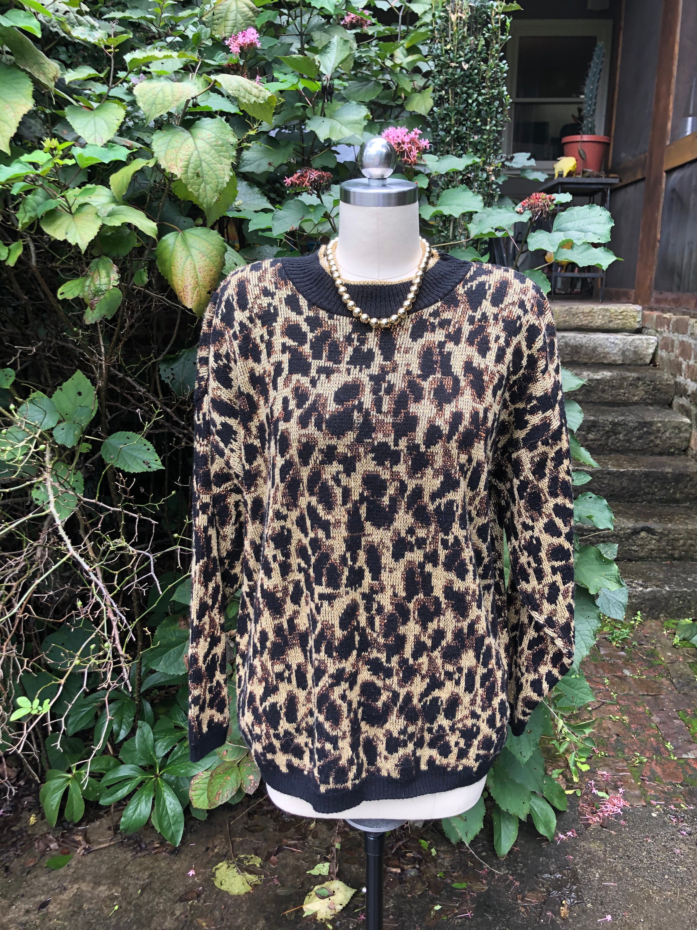80 s LEOPARD Lurex Sweater 80s Sweaters vintage Sweaters leopard
