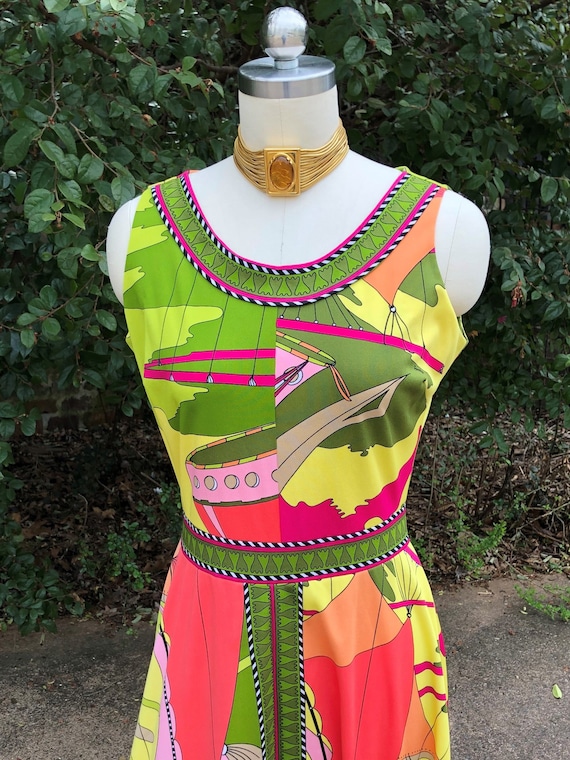 1960s Pucci Square Neck Cotton Mini Dress