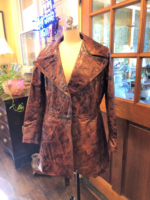 GORGEOUS 70's PATCHWORK Leather Jacket/Patchwork … - image 9