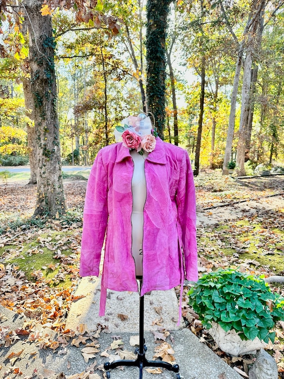 80's PINK PATCHWORK SUEDE Jacket/Suede Jackets/Pa… - image 4