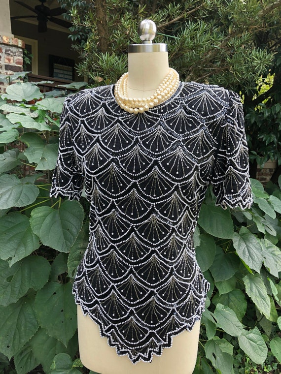 BEADED TOPS/Sequin Tops/Vintage Beaded Tops/80's B