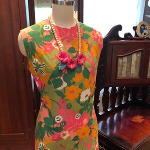 RARE 60's RESORT to RIVIERA Dress/Vintage Riviera Robes Dress/Vintage Flounce Skirt Dress/60’s Dress/60’s Flower Power Dress/Mint Condition image 7
