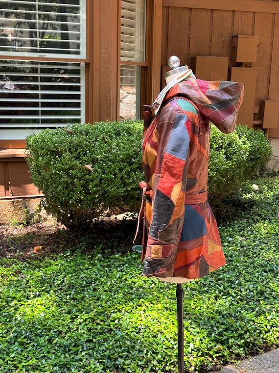 AWESOME 70's LEATHER PATCHWORK Jacket Extra Small… - image 4