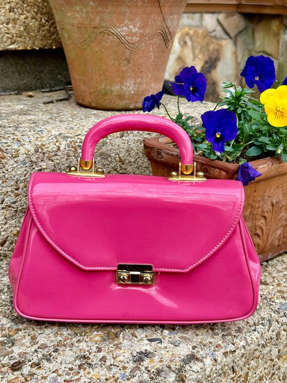 60's PINK PATENT Handbag/Pink Handbags/Pink Purse… - image 8