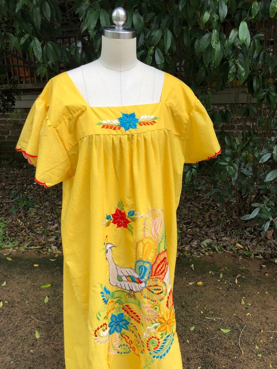 FUN 70's MEXICAN PEACOCK Dress/Mexican Style Dress