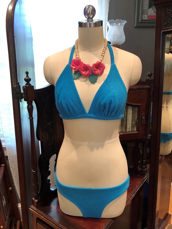 60's BIKINI SET with Skirt/Vintage Terrycloth Bik… - image 10