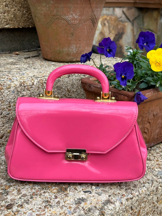 60's PINK PATENT Handbag/Pink Handbags/Pink Purse… - image 10