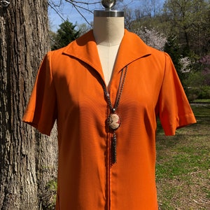 70's VINTAGE MOD Pumpkin Orange Dress/70s Mod Dress/Vintage Mod Dress/Jeanne Durrell Dress/70s Retro Dress/70's Dress/Near MINT Condition image 8