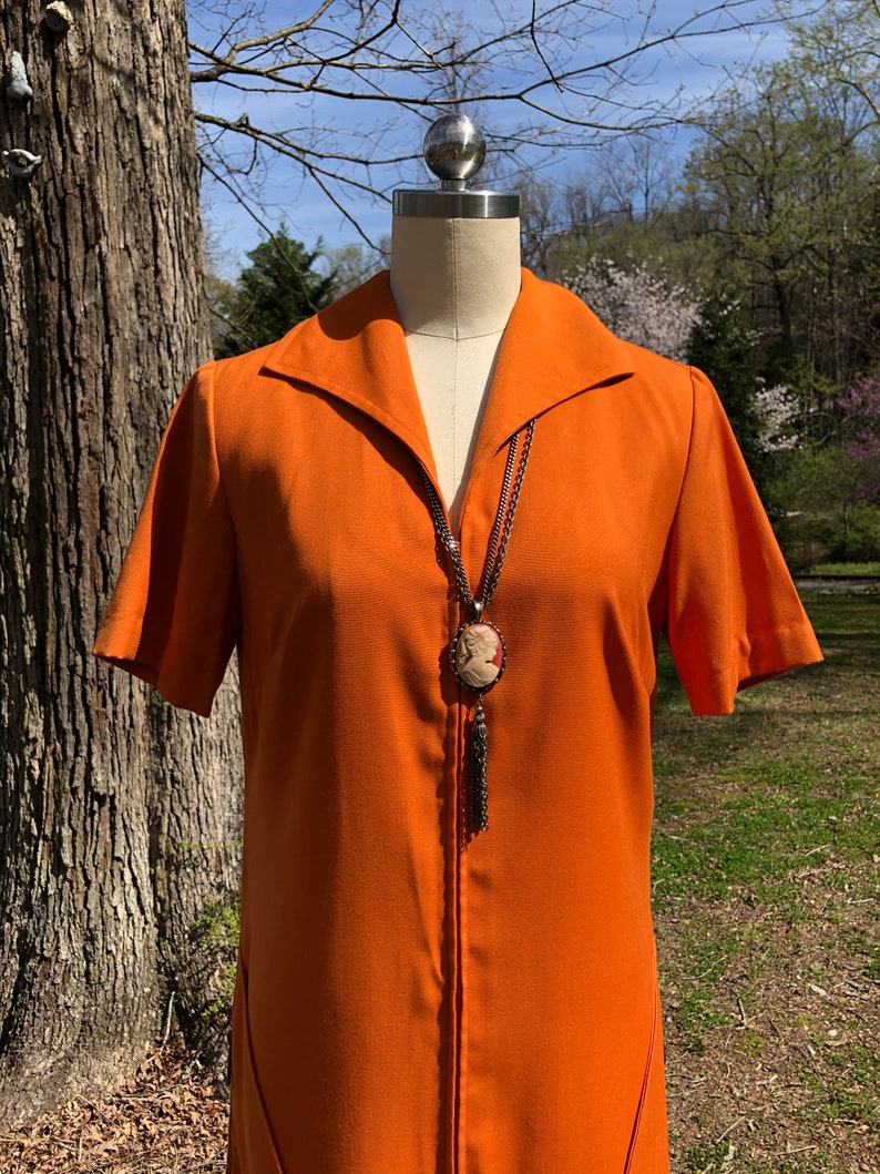 70's VINTAGE MOD Pumpkin Orange Dress/70s Mod Dress/Vintage Mod Dress/Jeanne Durrell Dress/70s Retro Dress/70's Dress/Near MINT Condition image 8