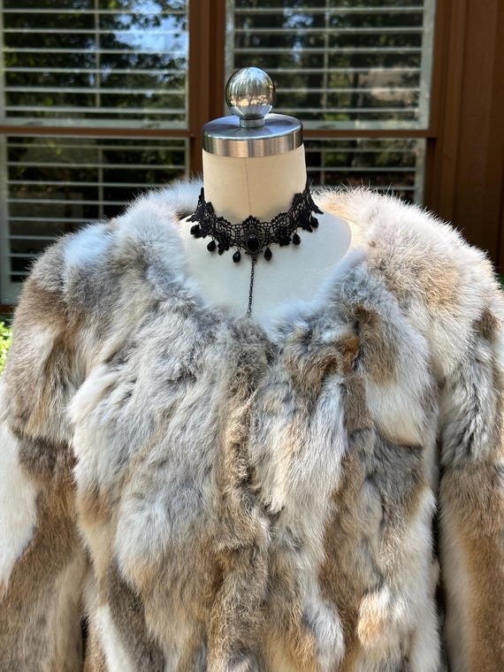 PATCHWORK 70's RABBIT FUR Coat /Patchwork Jacket/… - image 1