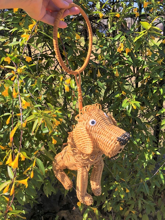 RARE 50's WICKER DOG Purse/Wicker Animal Purses/Wi