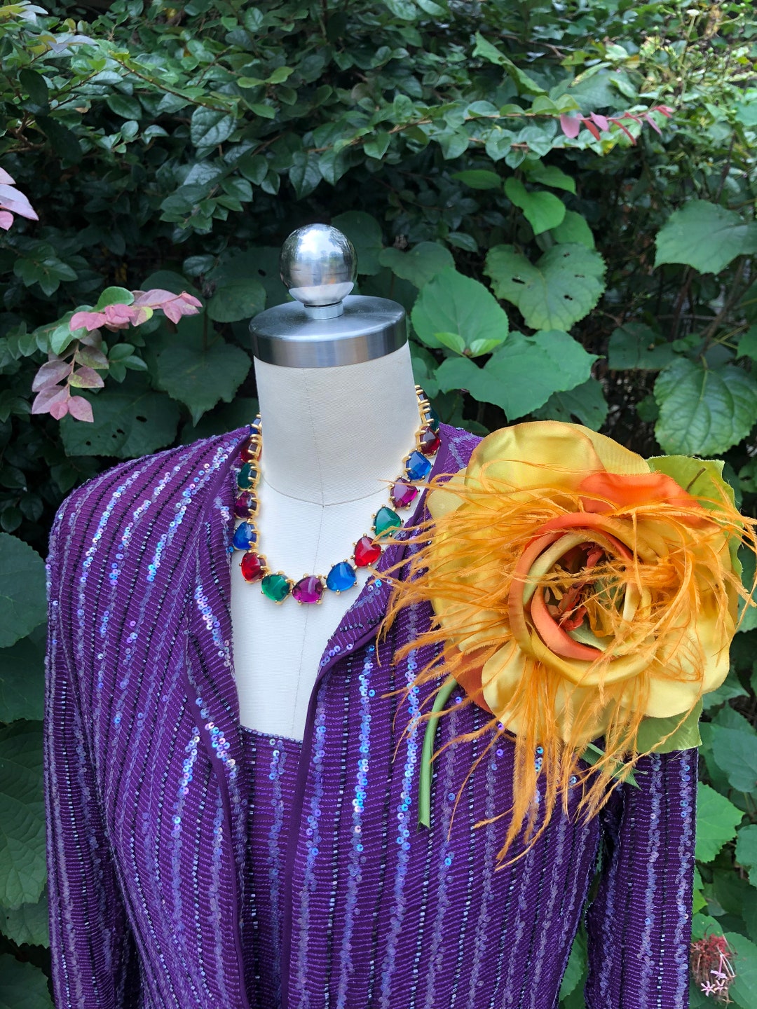 80's GIORGIO ARMANI Beaded Shell and Jacket/giorgio Armani/beaded