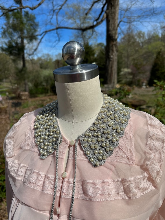 PEARL CROCHET COLLAR/Pearl Collar/Vintage Collars/