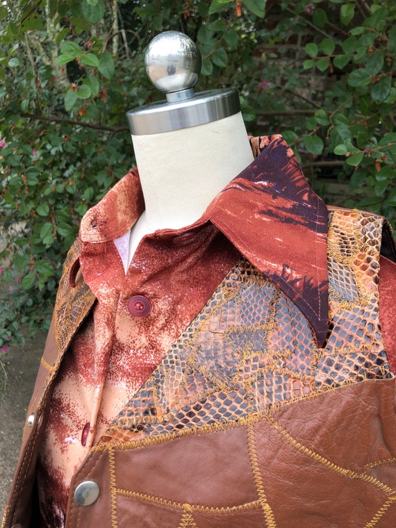 RARE 70's PHOENIX Leather VEST/Vintage Reptile Leather Vest/70’s Leather/70’s Fashion/Unisex Vest/70’s Patchwork Leather Vest/Mint Condition