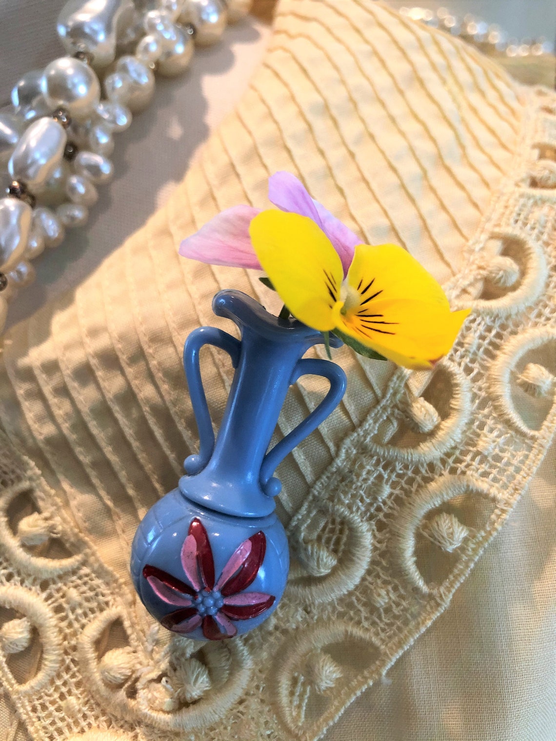 RARE Antique Flower Holder Brooch/Posy Holder/Hand Painted Etsy