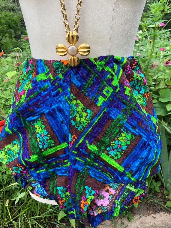 RARE BARKCLOTH MINI Dress and Shorts/70's Minis/7… - image 8
