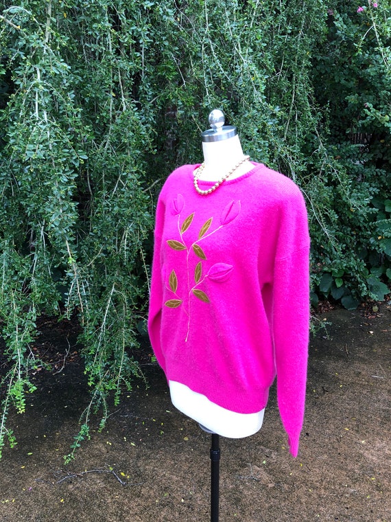 LILY of California Sweater/80's Sweaters/Fushia S… - image 1