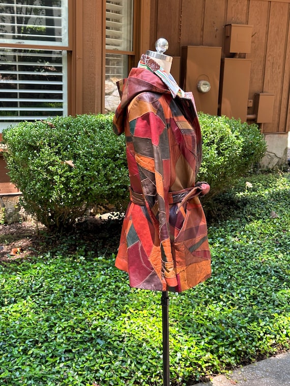 AWESOME 70's LEATHER PATCHWORK Jacket Extra Small… - image 5