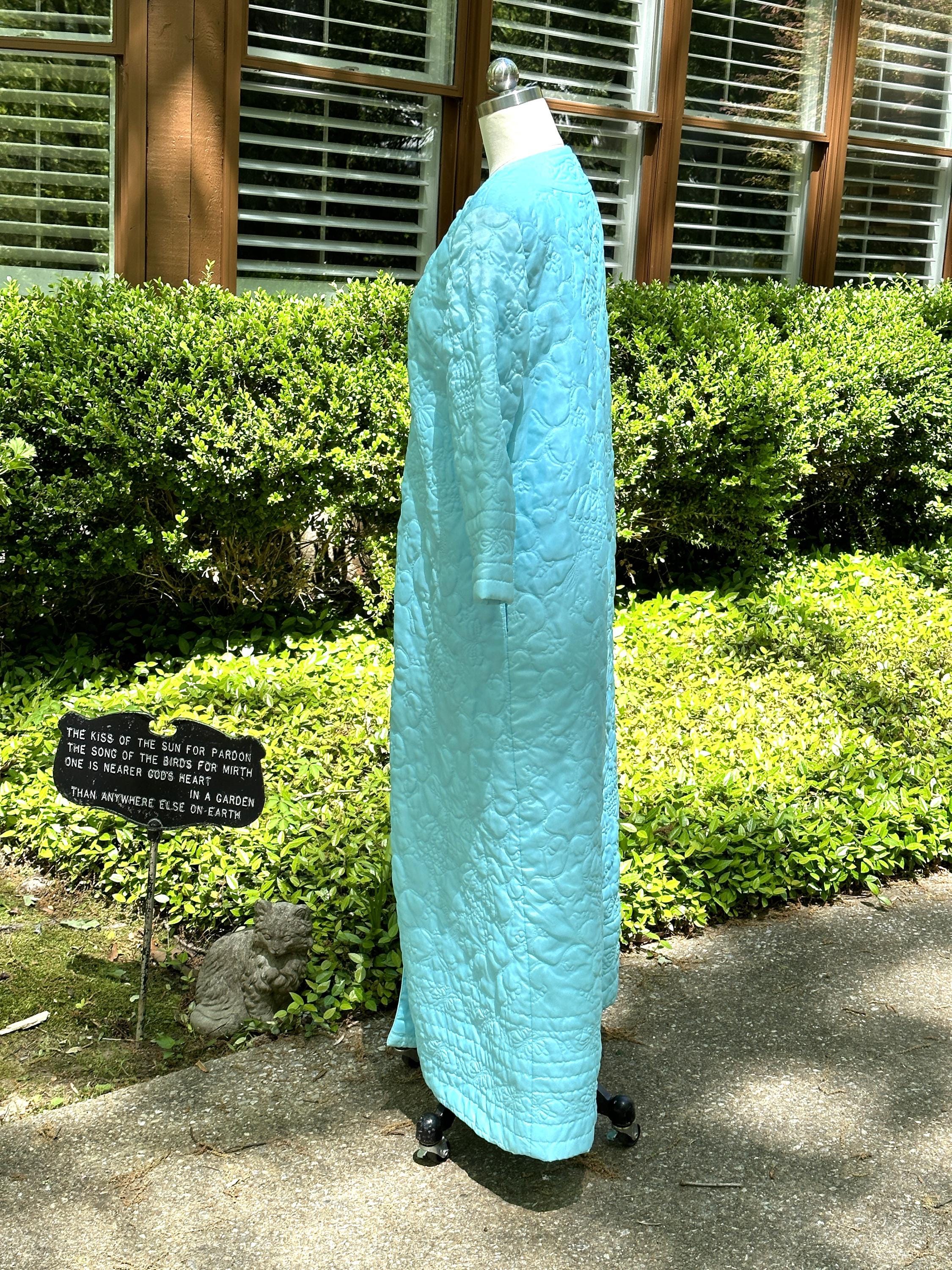Toggle For Robe STUNNING QUILTED TURQUOISE Robe/vintage Quilted Robes/asian Style Robes ...