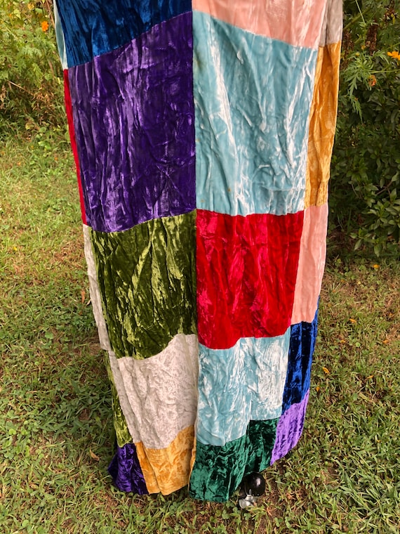 BOHO PATCHWORK Velvet Skirt/Patchwork Velvet Skir… - image 3