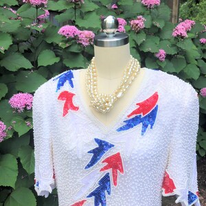 AMERICANA BEADED Tops/80's Beaded Tops/80's Sequins Tops/Beaded Tops/Sequin Tops/Americana Clothing/Vintage Tops/Usa Top/Near MINT Condition image 10