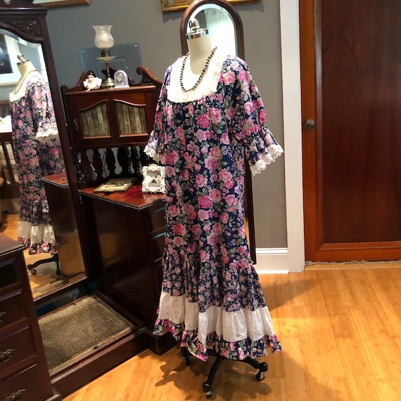 RARE 70's COTTAGE Core XL Floral Maxi/Princess Ka… - image 4