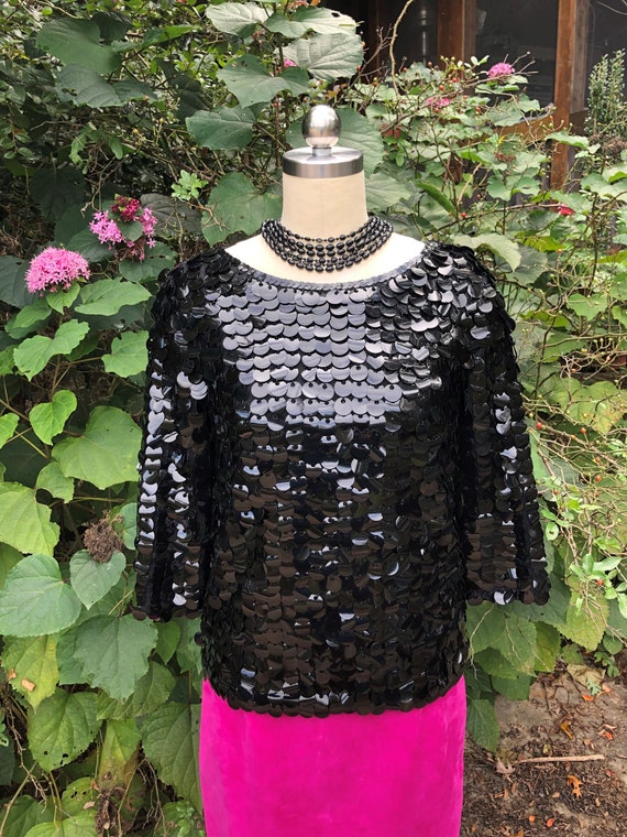 RARE BIG SEQUIN Tops/60's Sequin Tops/Vintage Sequ