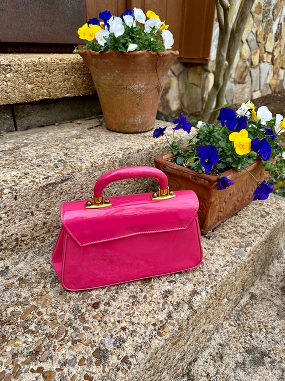 60's PINK PATENT Handbag/Pink Handbags/Pink Purse… - image 2
