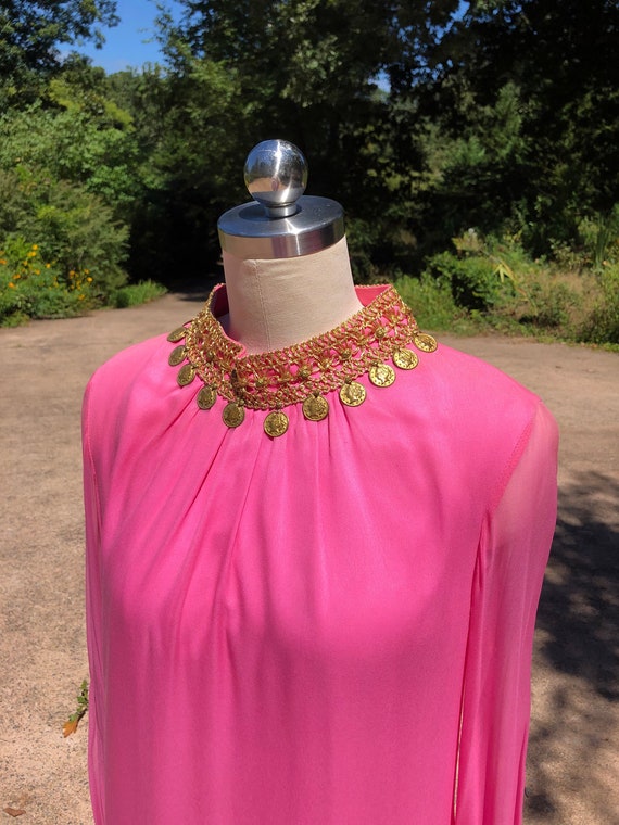 FABULOUS 60's PINK DRESS/Coin Trimmed Dress/60's … - image 1