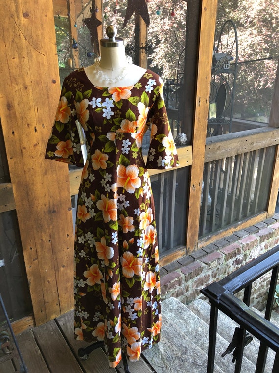 60's Ui-Maikai Long Floral Dress/Ui-Maikai Dresses