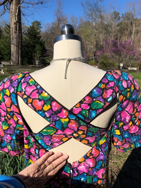 LOVELY 80's FLORAL SEQUIN Dress/80's Cocktail Dre… - image 5