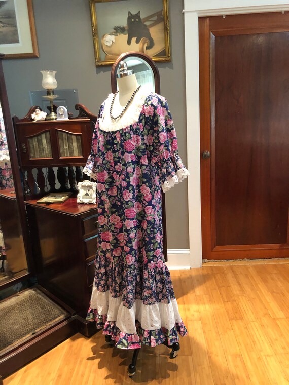 RARE 70's COTTAGE Core XL Floral Maxi/Princess Ka… - image 9