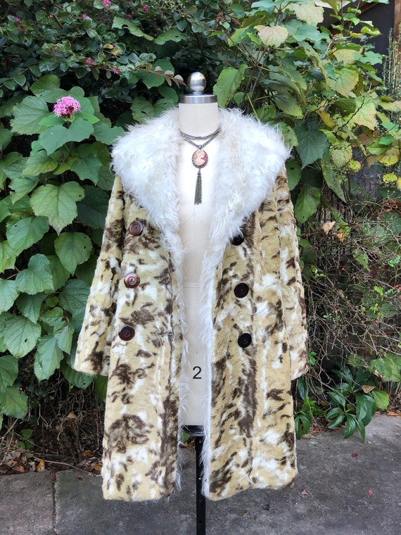 70's FAUX FUR/70’s Pea Coat/70’s Vegan Fur Pea Co… - image 3