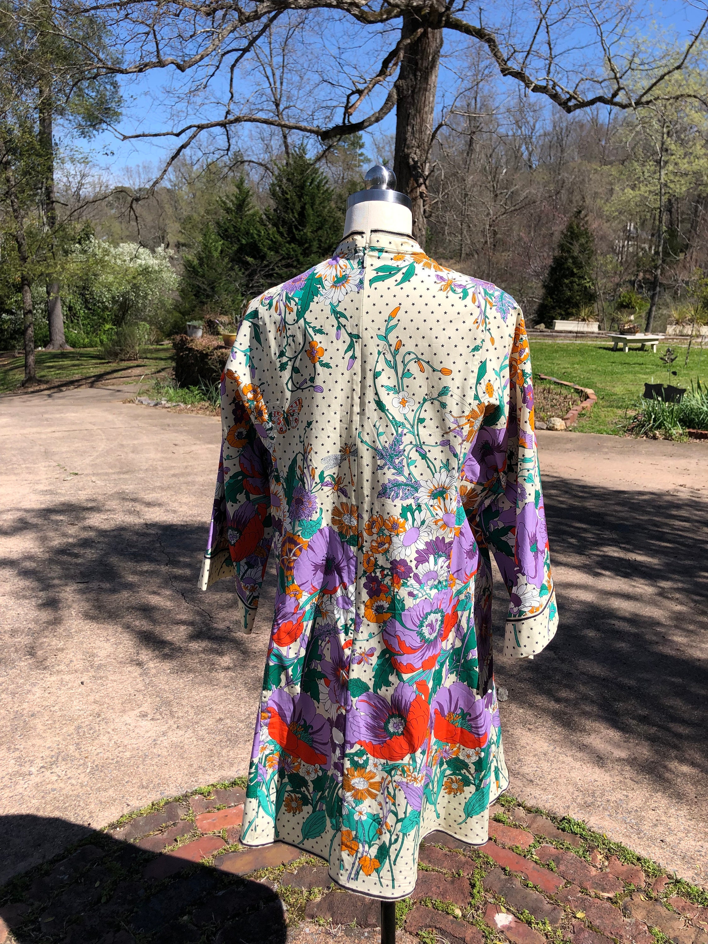 GUCCI★素敵！BOUDOIR PRINT KAFTAN FLORAL PRINT DRESS Gucci Floral Cotton Printed Midi Kaftan Dress - Runway Catalog