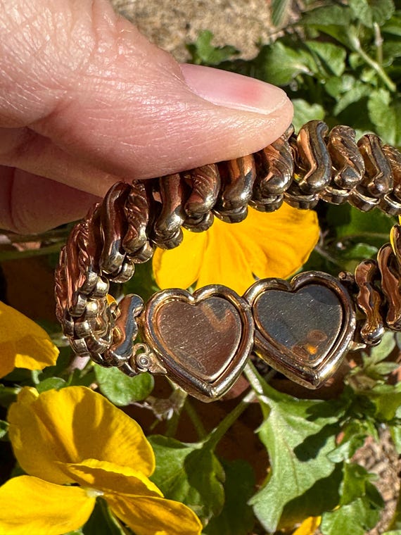 RARE 40's Double SWEETHEART Bracelet/Antique Brac… - image 4
